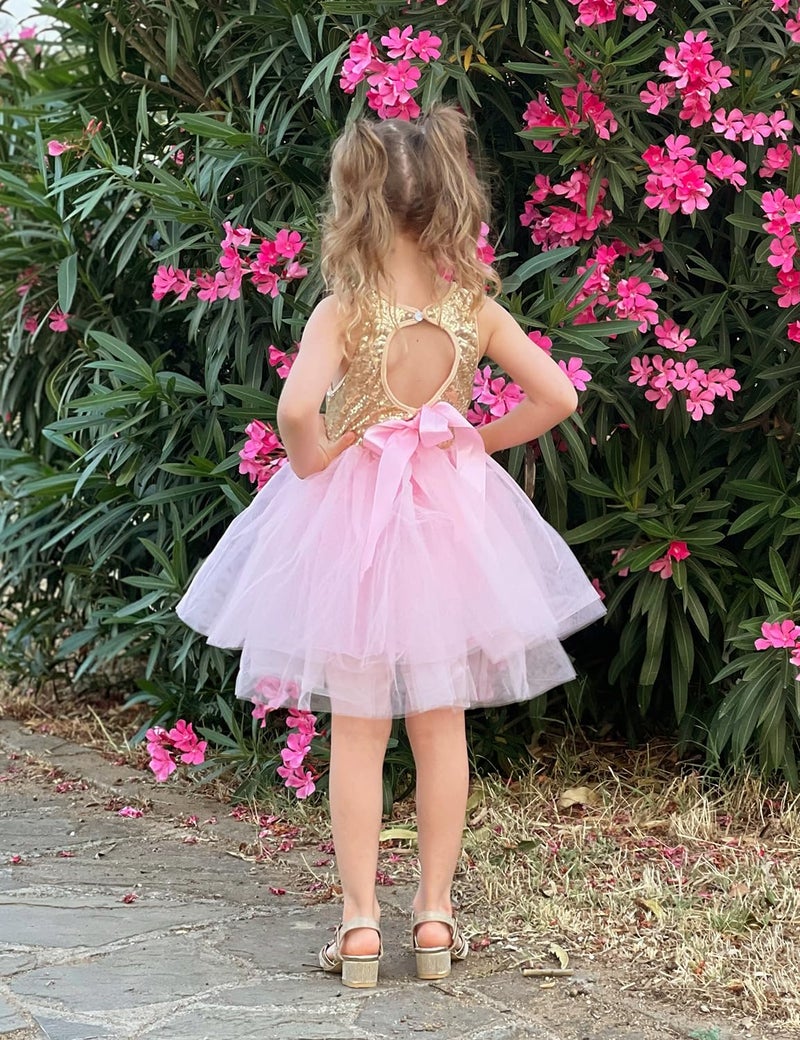AGQT Baby Girls Birthday Tutu Dress Sequin Tulle Soft Lined Formal Princess Dresses for Party Wedding Pink 12-18 Months - Image 4